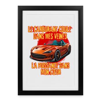 Puissance et Carburant Voiture Rouge - Affiche encadrée (27 × 37 cm) - noir - Devant