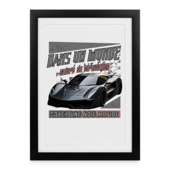 Dans un monde de vitesse automobile - Affiche encadrée (27 × 37 cm) - noir - Devant