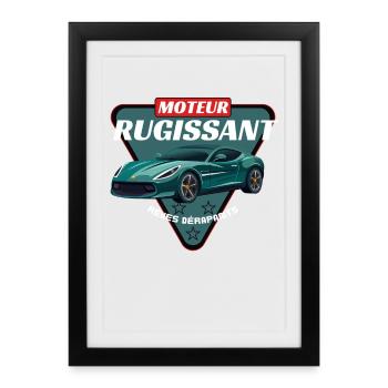 Moteur Rugissant Car - Affiche encadrée (27 × 37 cm) - noir - Devant