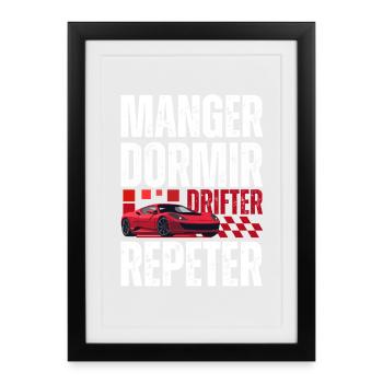 Urban Drift Eats Sleep Repeat - Framed poster (27 × 37 cm) - black - Front