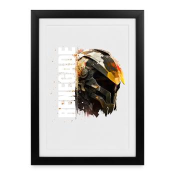 Casque futuriste éclaboussures énergétiques - Affiche encadrée (27 × 37 cm) - noir - Devant