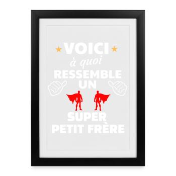 Super Frère Illustration Motivante - Affiche encadrée (27 × 37 cm) - noir - Devant