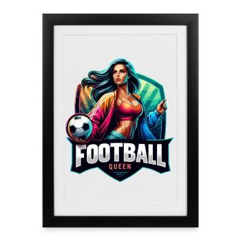 Emblème de la reine du football féminin - Affiche encadrée (27 × 37 cm) - noir - Devant