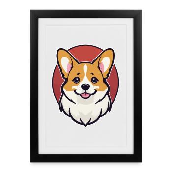 Corgi - Affiche encadrée (27 × 37 cm) - noir - Devant