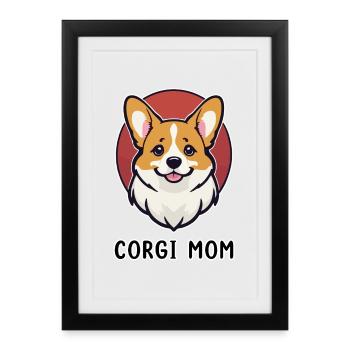 Maman Corgi - Affiche encadrée (27 × 37 cm) - noir - Devant