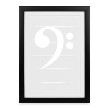 bass clef bass guitar bassist musician icon - Framed poster (27 × 37 cm) - black - Front