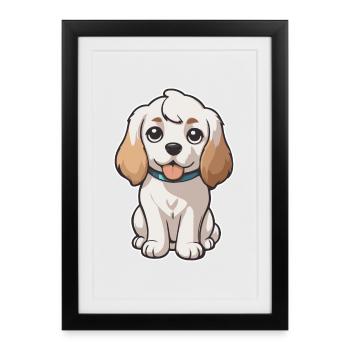 Chien mignon - Affiche encadrée (27 × 37 cm) - noir - Devant