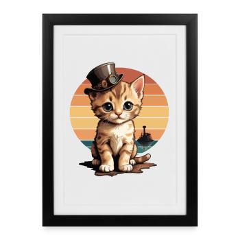 Steampunk Cat - Framed poster (27 × 37 cm) - black - Front