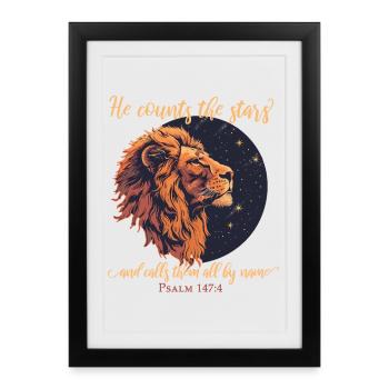 Leo Bible Verse Christian - Framed poster (27 × 37 cm) - black - Front