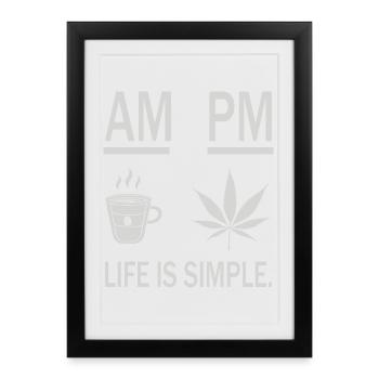Café et herbe - Affiche encadrée (27 × 37 cm) - noir - Devant