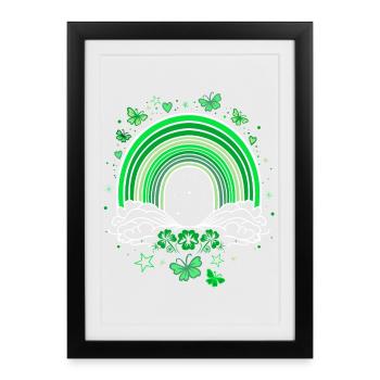 St Patrick's Day rainbow with butterflies - Framed poster (27 × 37 cm) - black - Front