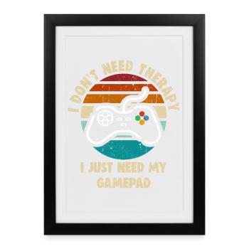 Gamepad Therapy Retro Sunset - Framed poster (27 × 37 cm) - black - Front