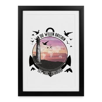 Adventure The Waves Break – We Live Anyway - Framed poster (27 × 37 cm) - black - Front