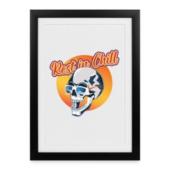 Rest in Chill Skull - Gerahmtes Poster (27 × 37 cm) - Schwarz - Vorne