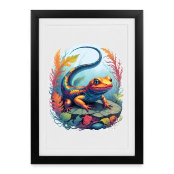 Salamander Underwater - Framed poster (27 × 37 cm) - black - Front