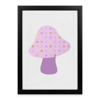 Champignon Automne Pois Pépinière Forêt d’automne - Affiche encadrée (27 × 37 cm) - noir - Devant