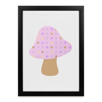 Mushroom Brown Dots Dots Pastel Woodland Nursery - Framed poster (27 × 37 cm) - black - Front