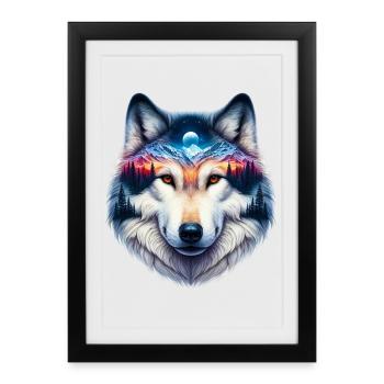 Wolf - Gerahmtes Poster (27 × 37 cm) - Schwarz - Vorne