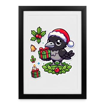 Festif de corbeaux - Affiche encadrée (27 × 37 cm) - noir - Devant