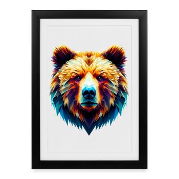 Ours polygonal - Affiche encadrée (27 × 37 cm) - noir - Devant