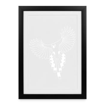 L'envol de l'oiseau blanc - Affiche encadrée (27 × 37 cm) - noir - Devant