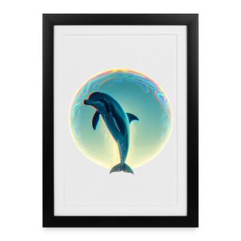 Dolphin (02) - Framed poster (27 × 37 cm) - black - Front