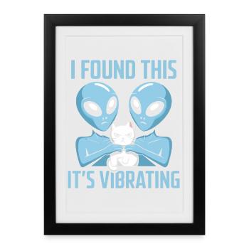 Découverte d’un chat extraterrestre - Affiche encadrée (27 × 37 cm) - noir - Devant