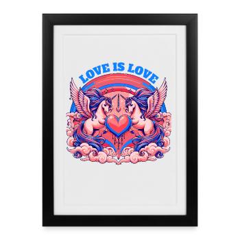 Love is Love Blue - Framed poster (27 × 37 cm) - black - Front