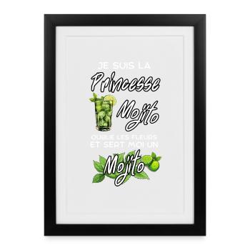 Princesse Mojito: Reine du Mojito - Affiche encadrée (27 × 37 cm) - noir - Devant