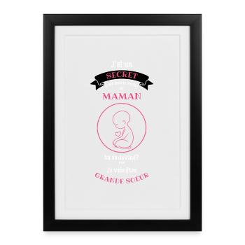 Secret Maman Grande Sœur - Affiche encadrée (27 × 37 cm) - noir - Devant