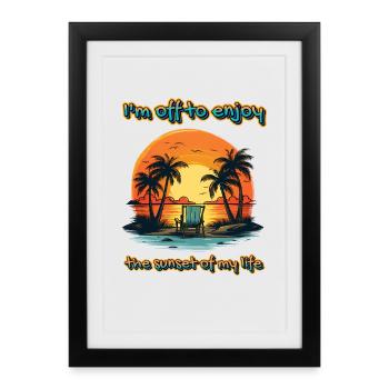 Évasion de la plage du coucher de soleil de ma vie - Affiche encadrée (27 × 37 cm) - noir - Devant