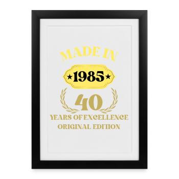 Fabriqué en 1985 40e anniversaire - Affiche encadrée (27 × 37 cm) - noir - Devant