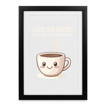 Café Kawaii: Liste des Choses - Affiche encadrée (27 × 37 cm) - noir - Devant