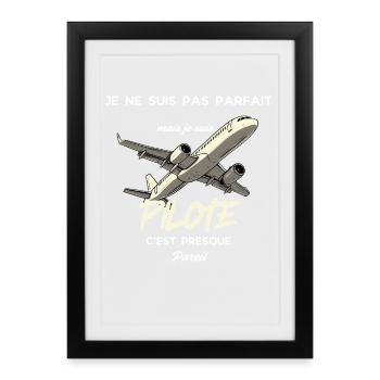Pilote imparfait mais prêt à voler - Affiche encadrée (27 × 37 cm) - noir - Devant