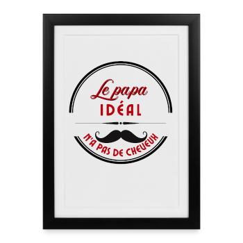 Le papa idéal moustache rétro - Affiche encadrée (27 × 37 cm) - noir - Devant