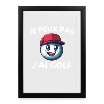 Mascotte balle de golf Cap Rouge - Affiche encadrée (27 × 37 cm) - noir - Devant