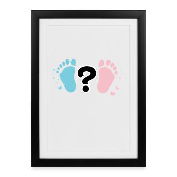 Pastel Baby Footprints and Question - Framed poster (27 × 37 cm) - black - Front