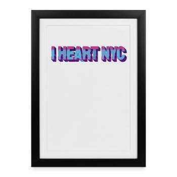 Neon Heart NYC Retro Typography - Framed poster (27 × 37 cm) - black - Front