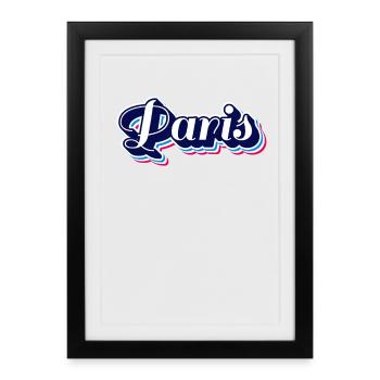 Paris Neon Script Outline - Framed poster (27 × 37 cm) - black - Front
