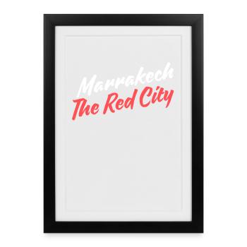 Marakech The Red City Retro Script - Framed poster (27 × 37 cm) - black - Front