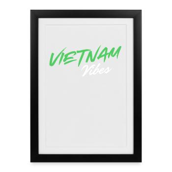 Vietnam Vibes Brush Script - Framed poster (27 × 37 cm) - black - Front