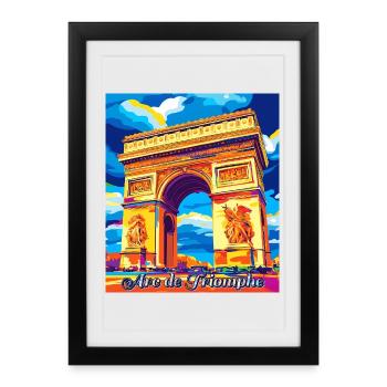 Arc de Triomphe Pop Art - Framed poster (27 × 37 cm) - black - Front