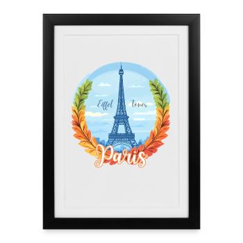 Skyline parisien avec cadre en laurier - Affiche encadrée (27 × 37 cm) - noir - Devant