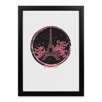 Emblème de la Fleur Rose de Paris - Affiche encadrée (27 × 37 cm) - noir - Devant