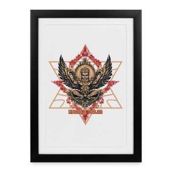 Emblème sacré ailé thaïlandais - Affiche encadrée (27 × 37 cm) - noir - Devant