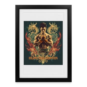 Fureur du Dragon Muay Thai - Affiche encadrée (27 × 37 cm) - noir - Devant
