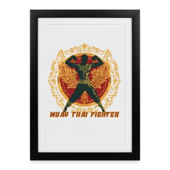 Muay Thai Warrior Wing Emblem - Framed poster (27 × 37 cm) - black - Front