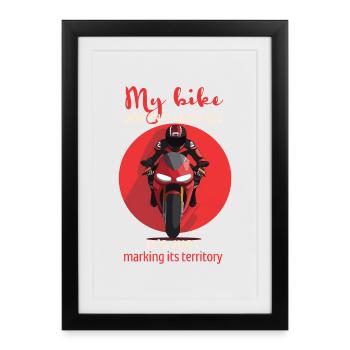 My Bike Territory Humor - Framed poster (27 × 37 cm) - black - Front