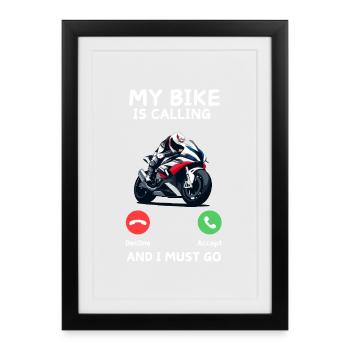 My Bike Is Calling - Framed poster (27 × 37 cm) - black - Front