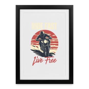 Ride Fast Live Free Moto Graphic - Framed poster (27 × 37 cm) - black - Front